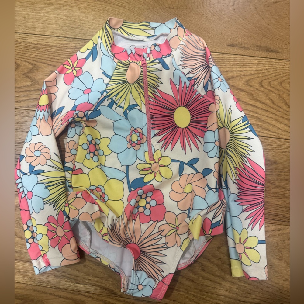 Jessica Simpson Girls Floral Retro Swimsuit 4t